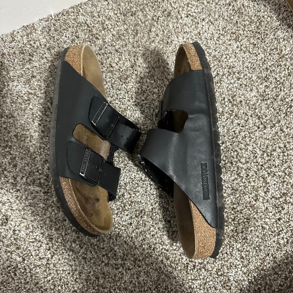 BIRKENSTOCK Unisex Arizona Sandals Size L7/M5 In Natural Leather Oiled Black - Picture 10 of 10